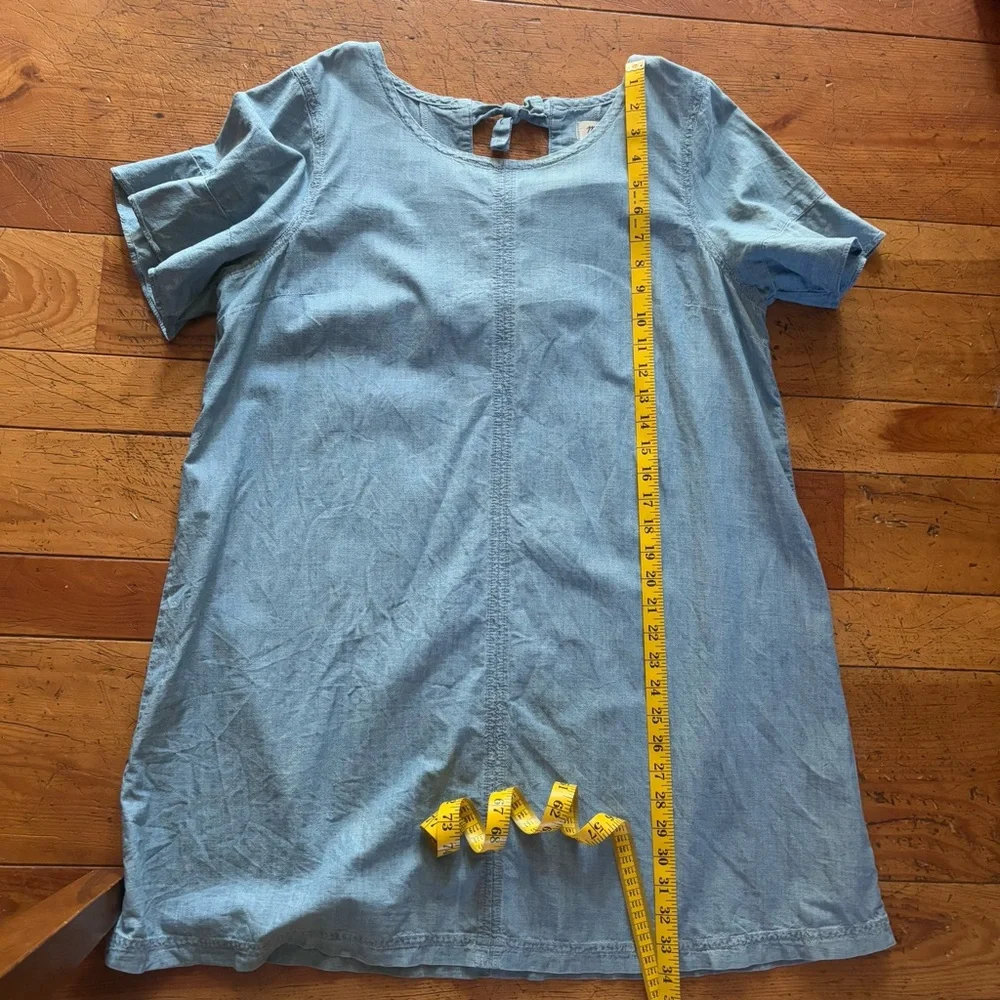 Madewell 100% cotton light Blue Denim mini Dress with ties in back - Picture 5 of 7